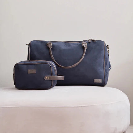 Hunto Collection Suede Weekend Bag With Brass Accents - hospitality