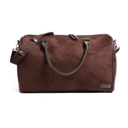 Hunto Collection Suede Weekend Bag With Brass Accents - hospitality