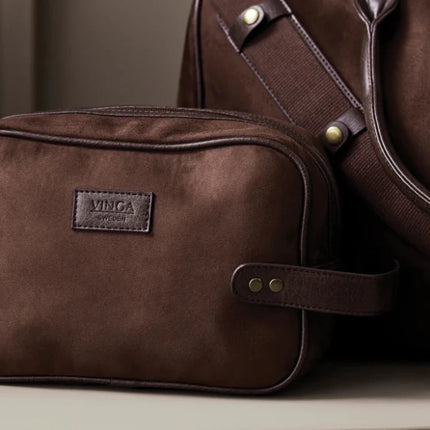 Hunto Heritage Suede Washbag With PU Leather Accents - hospitality