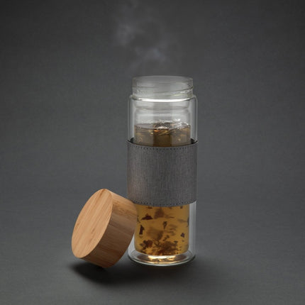 Impact Collection Double Wall Borosilicate Glass Bottle 360ml With Bamboo Lid Pack Of 25 - Sustainable Hydration Solution - hospitality