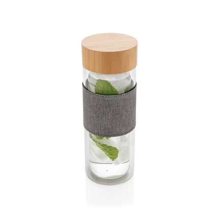 Impact Collection Double Wall Borosilicate Glass Bottle 360ml With Bamboo Lid Pack Of 25 - Sustainable Hydration Solution - hospitality