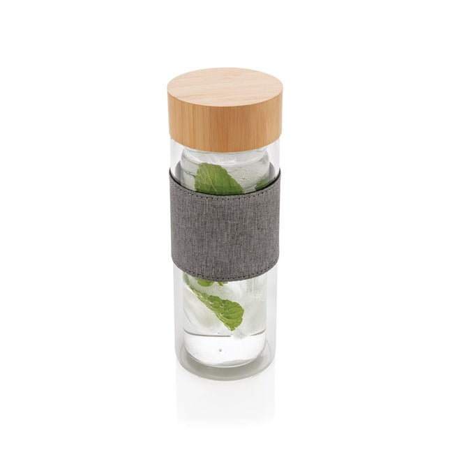 Impact Collection Double Wall Borosilicate Glass Bottle 360ml With Bamboo Lid Pack Of 25 - Sustainable Hydration Solution - hospitality