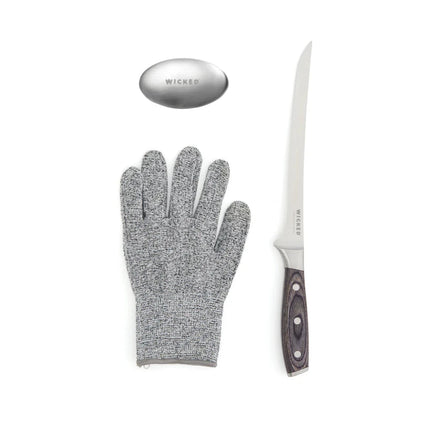 Kaiser Fillet Set In X50CrMoV1 Steel Filleting Knife Heritage Collection With Steel Mesh Glove And Odour Removing Soap - hospitality