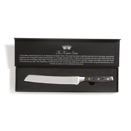 Kaiser X50CrMoV15 German Steel Bread Knife With Pakkawood Handle Lux Collection Edition - hospitality