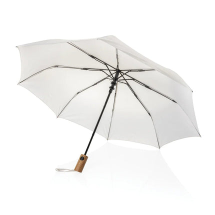 Kaycey 21" AWARE™ RPET Acacia wood mini auto open umbrella - hospitality