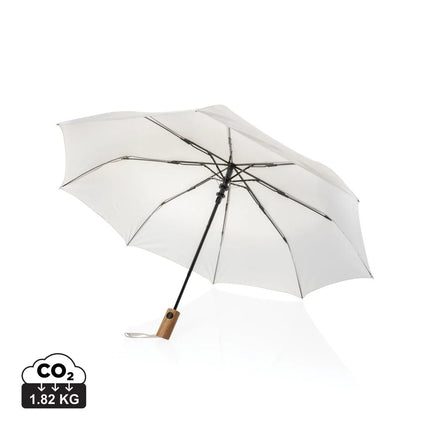 Kaycey 21" AWARE™ RPET Acacia wood mini auto open umbrella - hospitality
