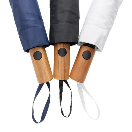 Kaycey 21" AWARE™ RPET Acacia wood mini auto open umbrella - hospitality