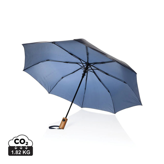 Kaycey 21" AWARE™ RPET Acacia wood mini auto open umbrella - hospitality