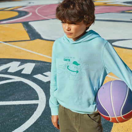 Kids recycled cotton hoodie with sidepockets - hospitality