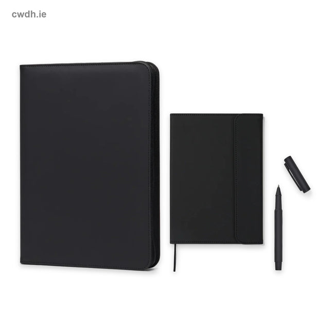 'Board Meeting' Kit – A4 Recycled Polyester Portfolio, A5 PU Notebook and Two-Pen Set in Black | Hospitality Trade Pack – what is in the kit