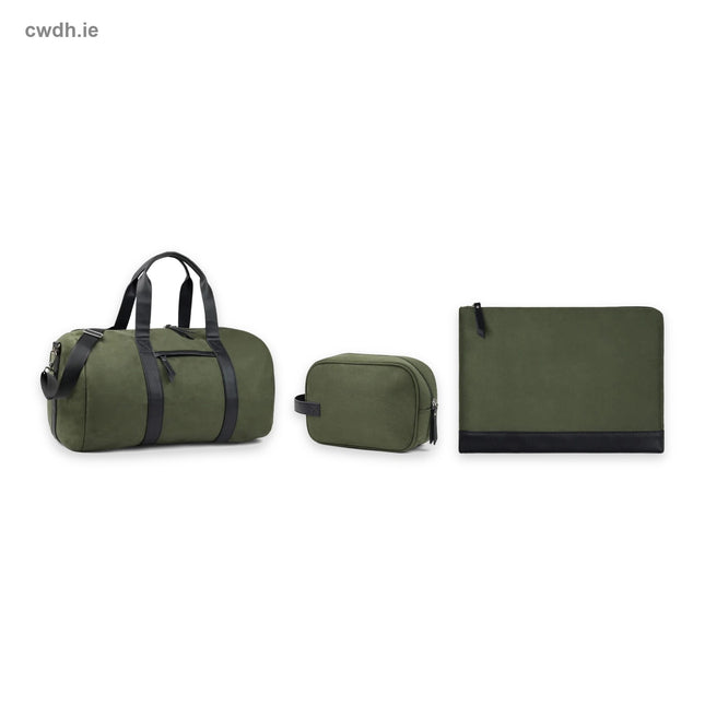 'City Break' Kit – Recycled Polyester Weekend Bag, Toiletry Bag and 16-inch Laptop Sleeve in Green | Hospitality Trade Pack – what is in the kit