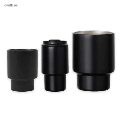 'Coffee Lover' Kit – Handcrafted Porcelain Mug, To-Go Mug 350 ml and Recycled Stainless-Steel Vacuum Mug in Black | Hospitality Trade Pack – what is in the kit