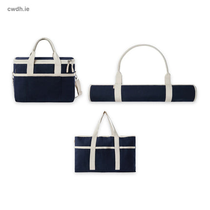 'Picnic in the Park' Kit – Recycled Canvas Cooler Basket, Beach Mat and Beach Bag in Blue | Hospitality Trade Pack – what is in the kit