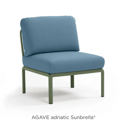 Nardi Komodo Central Sofa Module agave frame Avocado Sunbrella cushions garden seating