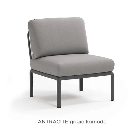 Nardi Komodo Central Sofa Module antracite frame Grigio Sunbrella cushions patio setting