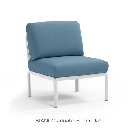Nardi Komodo Central Sofa Module bianco frame Adriatic Sunbrella cushions outdoor patio
