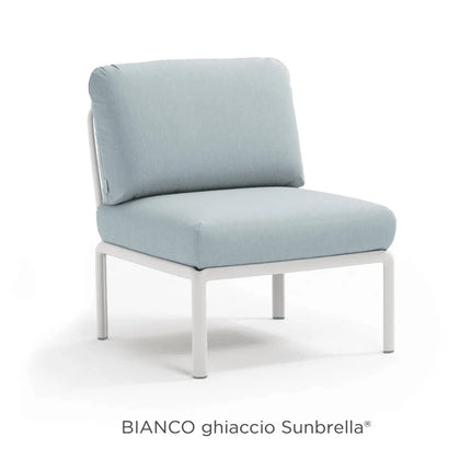 Nardi Komodo Central Sofa Module bianco frame Ghiaccio Sunbrella cushions outdoor terrace