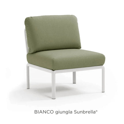Nardi Komodo Central Sofa Module bianco frame Giungla Sunbrella cushions patio setting