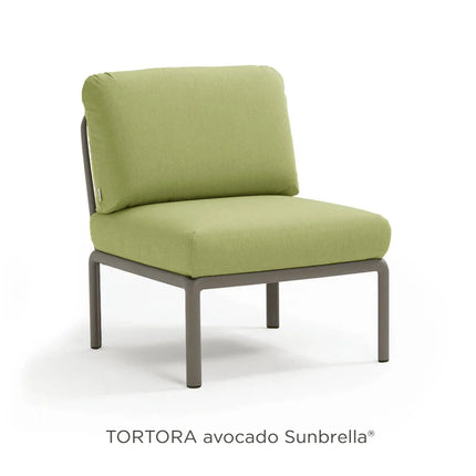 Nardi Komodo Central Sofa Module tortora frame Avocado Sunbrella cushions garden setting