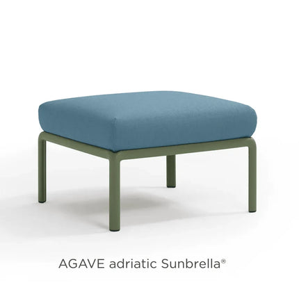 Nardi Komodo Pouf outdoor ottoman agave frame Avocado Sunbrella cushion outdoor terrace