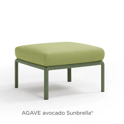 Nardi Komodo Pouf outdoor ottoman agave frame Canvas Sunbrella cushion outdoor setting