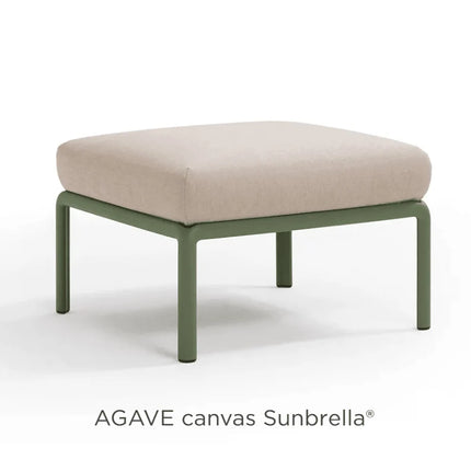 Nardi Komodo Pouf outdoor ottoman agave frame Ghiaccio Sunbrella cushion garden patio