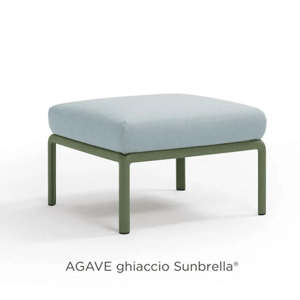 Nardi Komodo Pouf outdoor ottoman agave frame Grigio Sunbrella cushion outdoor terrace