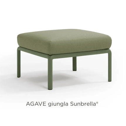 Nardi Komodo Pouf outdoor ottoman agave frame Adriatic Sunbrella cushion outdoor patio
