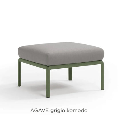 Nardi Komodo Pouf outdoor ottoman agave frame Rosa Quarzo Sunbrella cushion outdoor setting