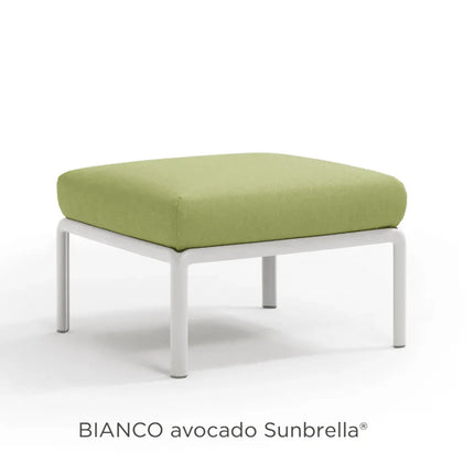 Nardi Komodo Pouf outdoor ottoman bianco frame Avocado Sunbrella cushion outdoor patio