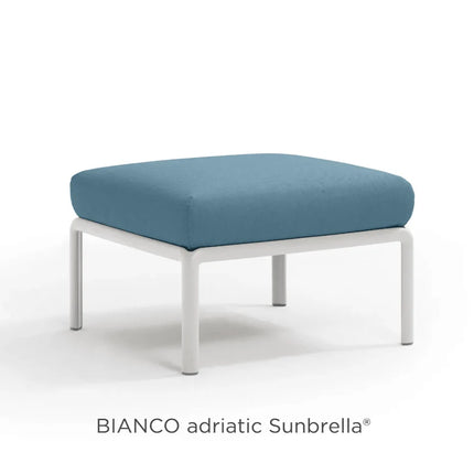 Nardi Komodo Pouf outdoor ottoman bianco frame Adriatic Sunbrella cushion outdoor patio