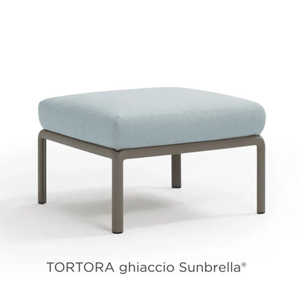 Nardi Komodo Pouf outdoor ottoman tortora frame Ghiaccio Sunbrella cushion outdoor patio