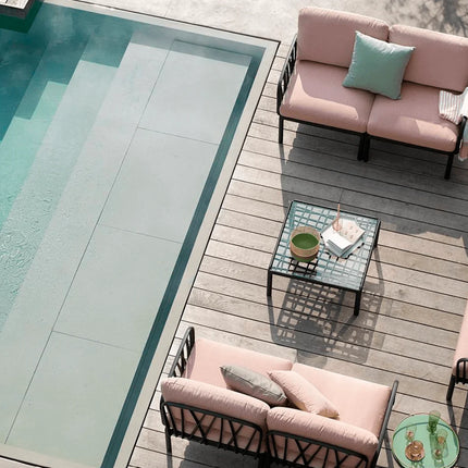 Nardi Komodo Tavolino Vetro glass table Tortora close-up outdoor furniture Ireland