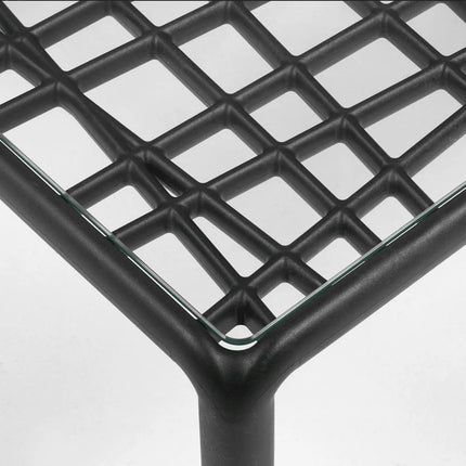 Nardi Komodo Tavolino Vetro glass top outdoor coffee table side profile