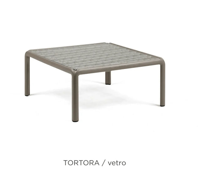 Nardi Komodo Tavolino Vetro tempered glass top detail resin frame