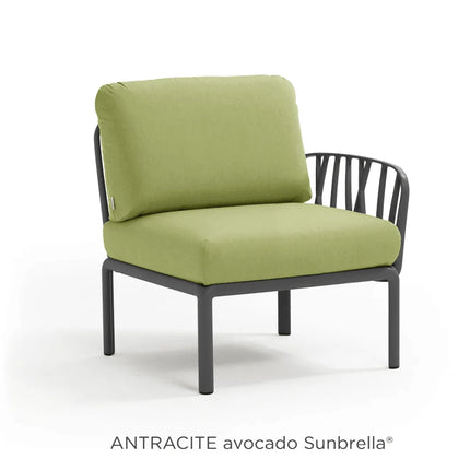 Nardi Komodo Terminal Sofa Module antracite frame Avocado Sunbrella cushions outdoor terrace