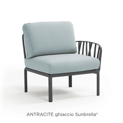 Nardi Komodo Terminal Sofa Module antracite frame Ghiaccio Sunbrella cushions outdoor setting