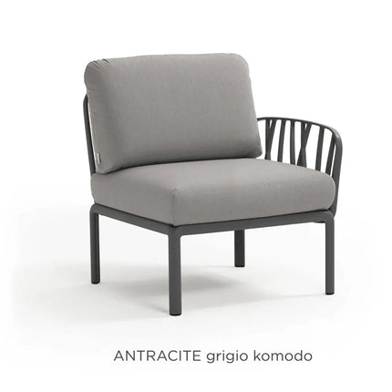 Nardi Komodo Terminal Sofa Module antracite frame Grigio Sunbrella cushions outdoor terrace