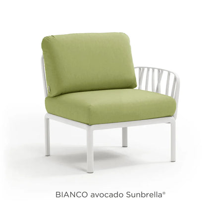 Nardi Komodo Terminal Sofa Module bianco frame Avocado Sunbrella cushions outdoor terrace