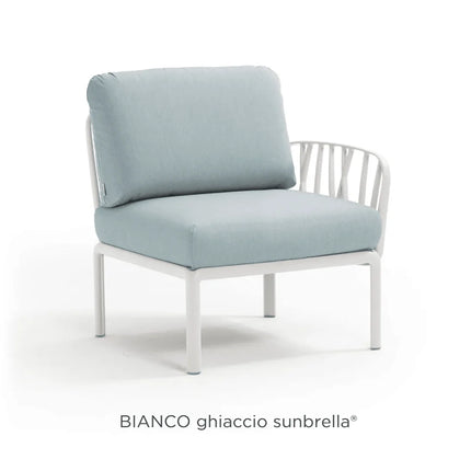 Nardi Komodo Terminal Sofa Module bianco frame Ghiaccio Sunbrella cushions outdoor setting