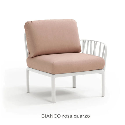 Nardi Komodo Terminal Sofa Module bianco frame Rosa Quarzo Sunbrella cushions outdoor