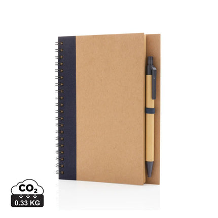 Kraft spiral notebook with pen - hospitality