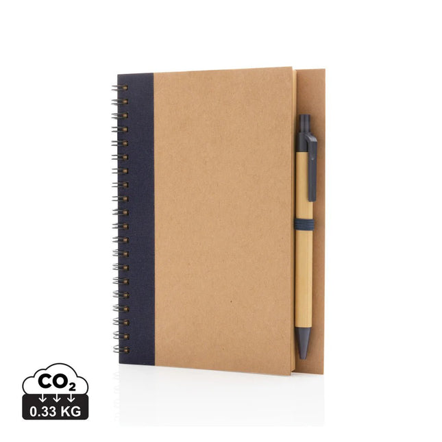 Kraft spiral notebook with pen - hospitality