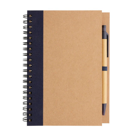 Kraft spiral notebook with pen - hospitality