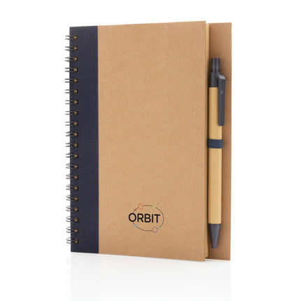 Kraft spiral notebook with pen - hospitality