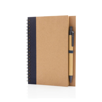 Kraft spiral notebook with pen - hospitality