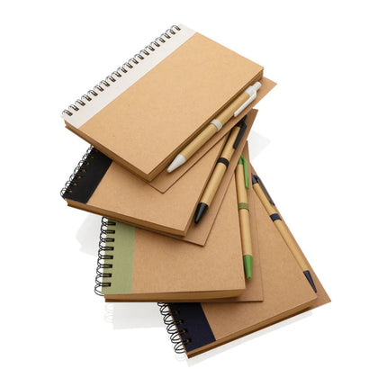 Kraft spiral notebook with pen - hospitality