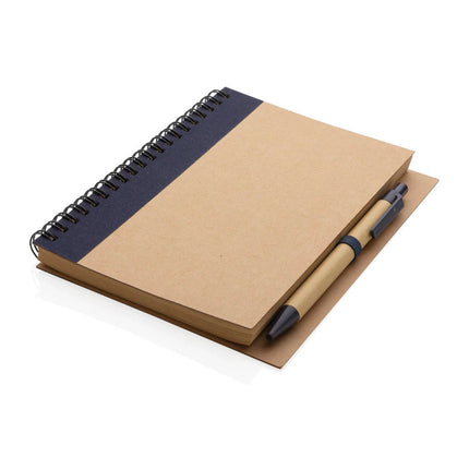 Kraft spiral notebook with pen - hospitality