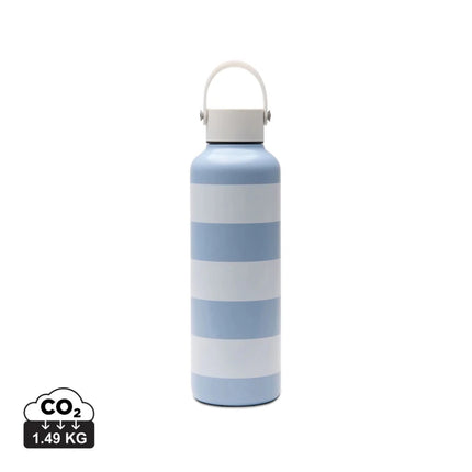 Lagoa RCS Double Walled Vacuum Stainless Steel Bottle 600 Ml With Striped Pattern And White Silicone Handle - hospitality