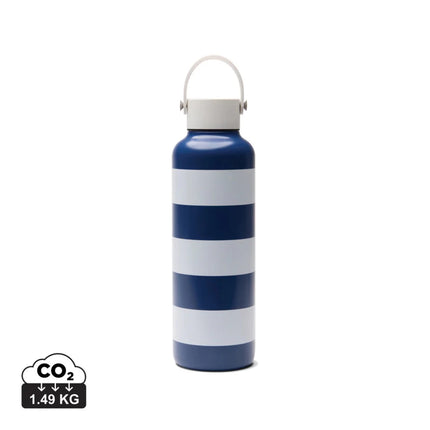 Lagoa RCS Double Walled Vacuum Stainless Steel Bottle 600 Ml With Striped Pattern And White Silicone Handle - hospitality
